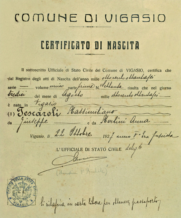 Massimiliano Tescaroli - certidão de nascimento
