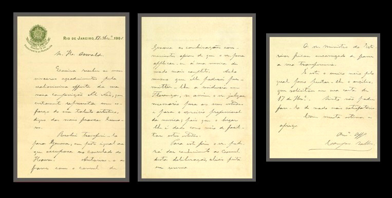 Correspondência entre Campos Salles, presidente da República, e Henrique Oswald