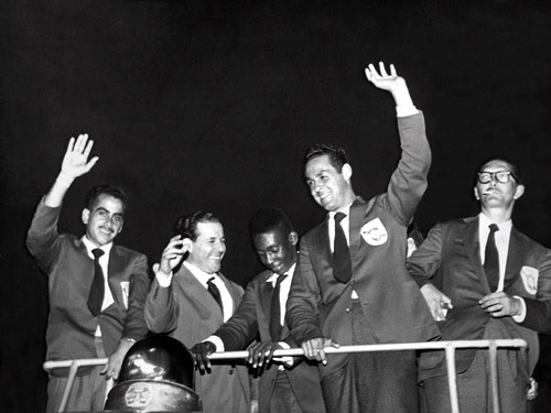 Zito, Pelé e Gilmar com o presidente João Goulart