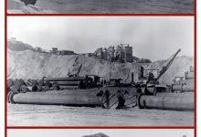 Aspectos das obras para demolição do Morro do Castelo