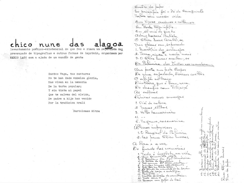 Manuscrito original Chico Nunes das Alagoas