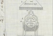 Projeto de patente de cadeira-anúncio para o serviço de engraxate